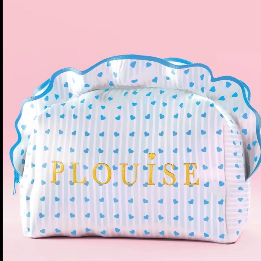 P. Louise Skincare Bag with Blue Heart Design